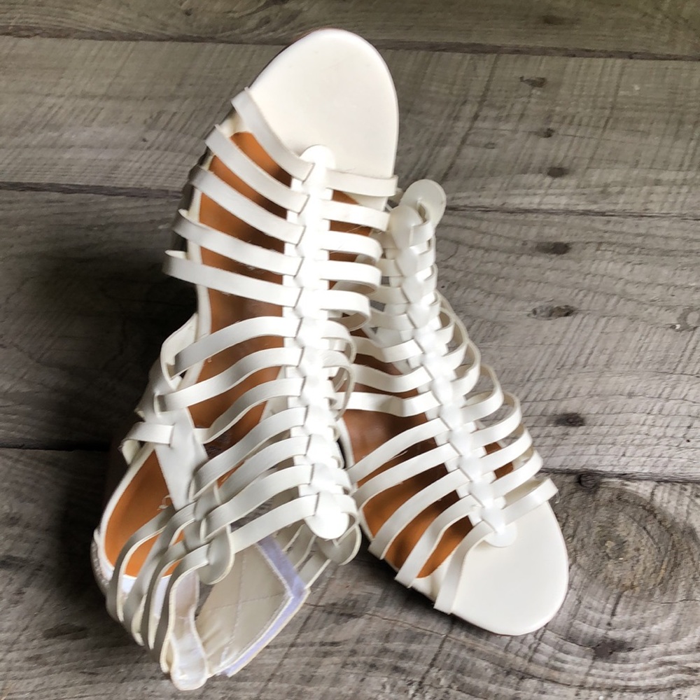 White Sandals Gladiator Wedge Sandals 11 NEW NWOT